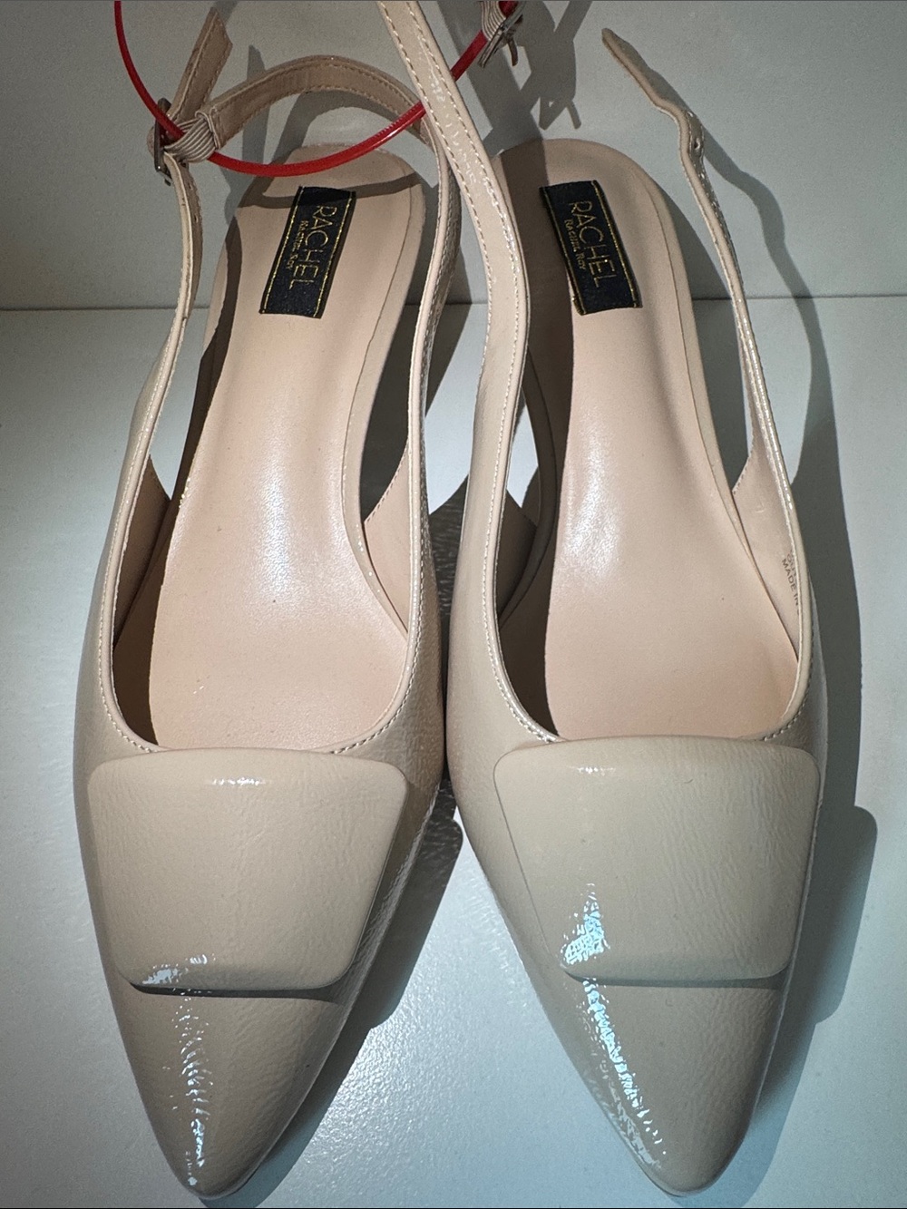 Rachel Cream Patent Leather Pointed Slingback Mules